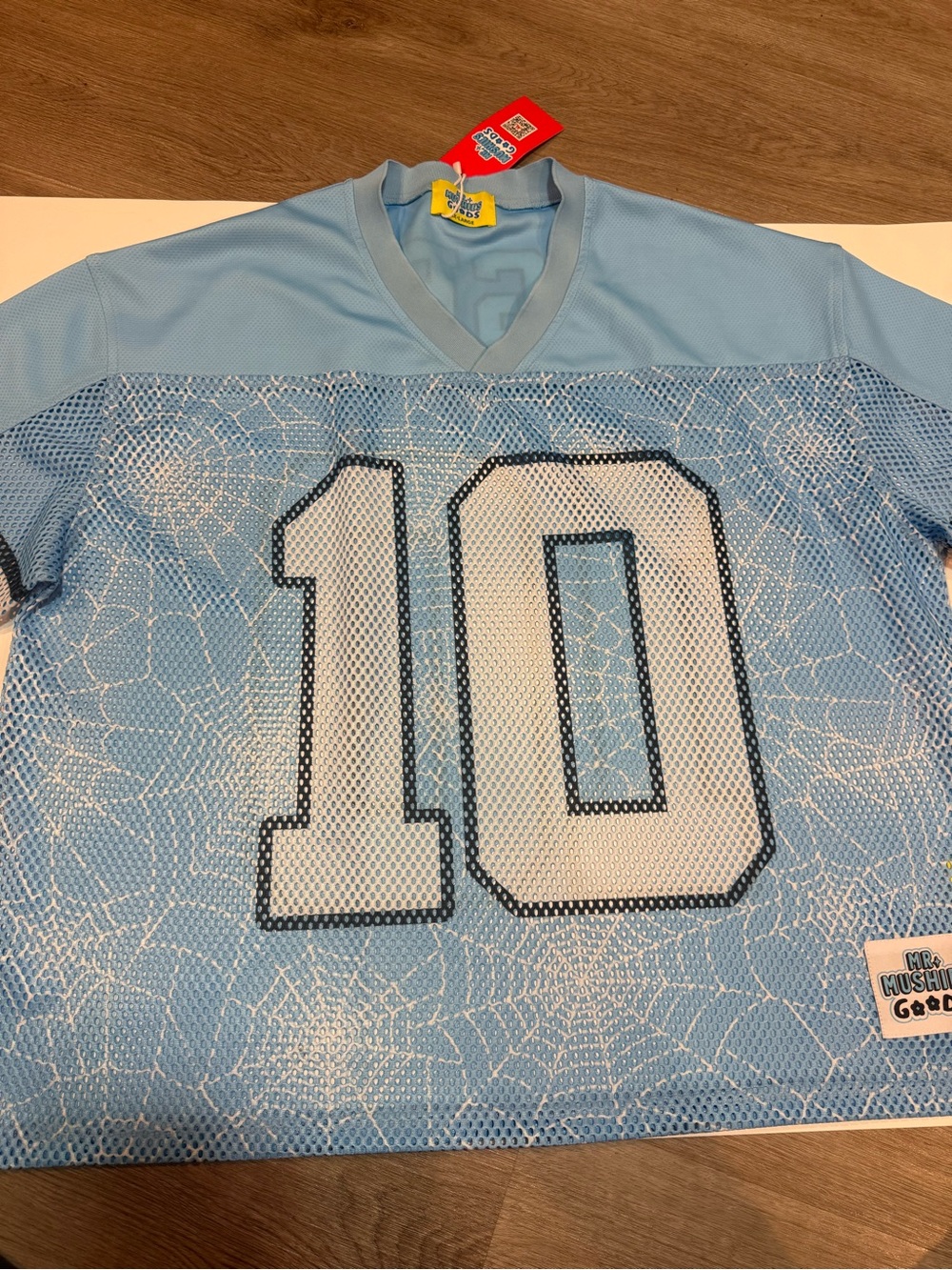 Mr. Mushies/ Light Blue Men's Mesh Jersey with Number 10